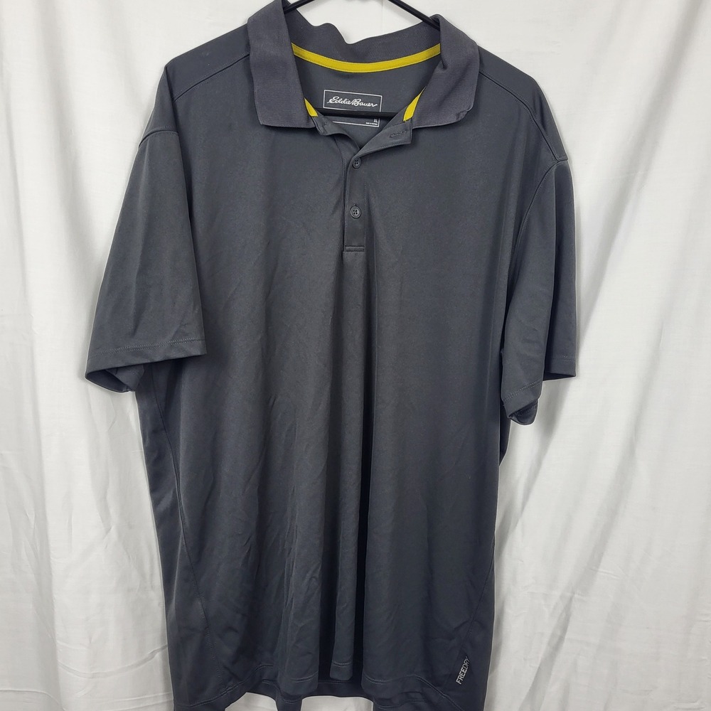 Eddie Bauer Mens FreeDry Performance Polo Shirt XL Charcoal Gray Short Sleeve
